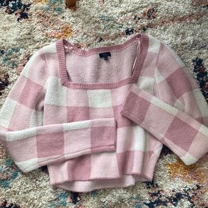 Checkered Pink Crop Sweater